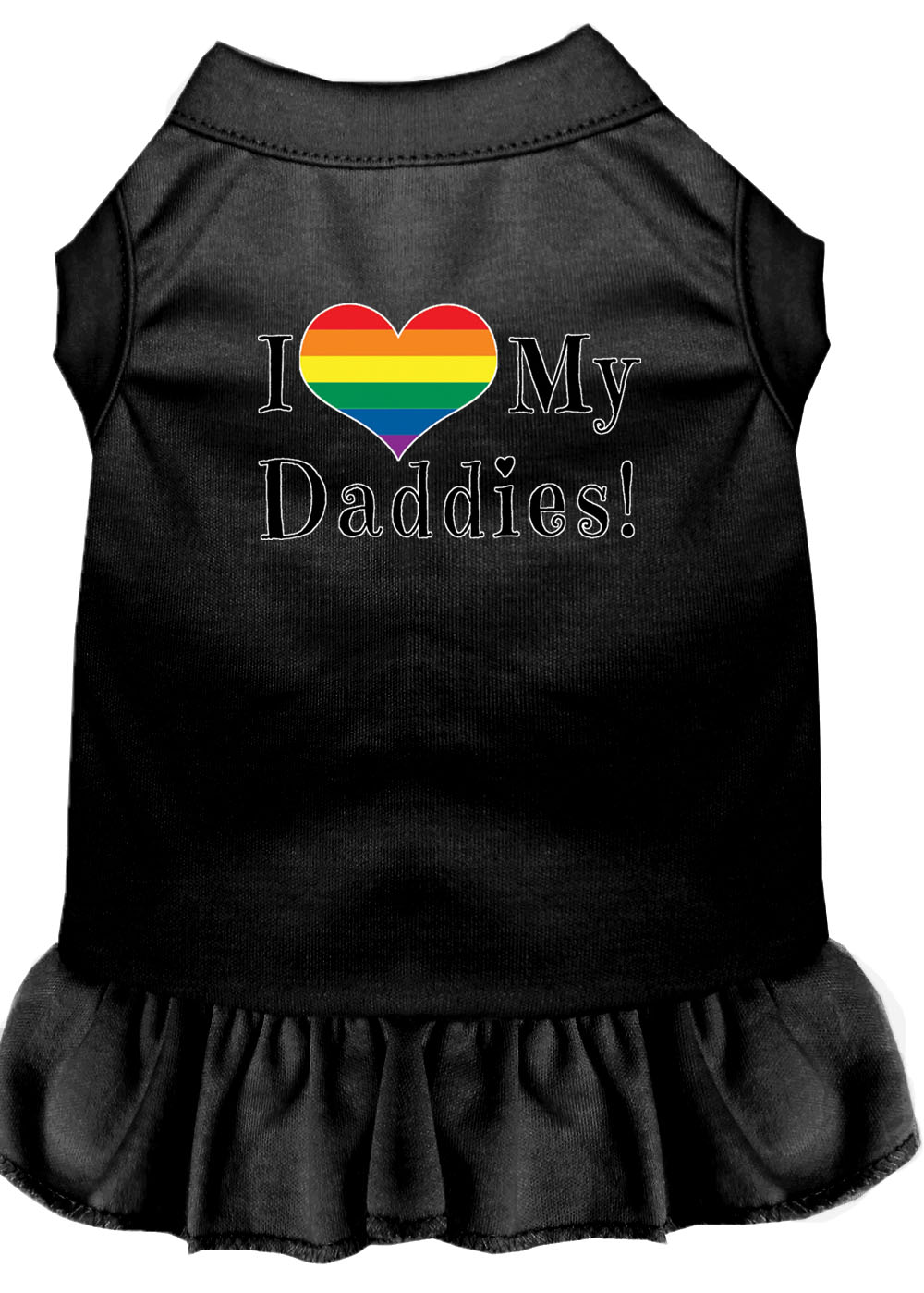 I Heart my Daddies Screen Print Dog Dress Black XXL